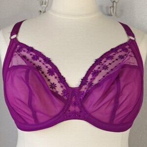 Elomi 42DDD Bra Matilda Side Support Underwire Plunge Holly Hock Purple